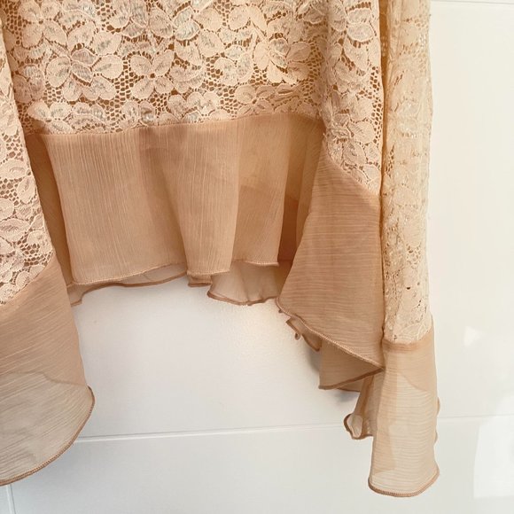 Buffalo David Bitton Lace tank with peplum cream champagne small EUC - Picture 6 of 7